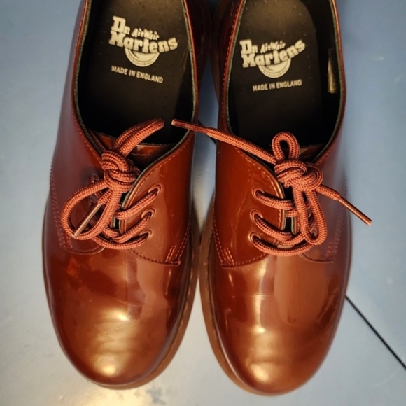 Dr. Martens England oxford mono oxblood red patent leather 1461 3-eye women's 8 - Picture 5 of 13
